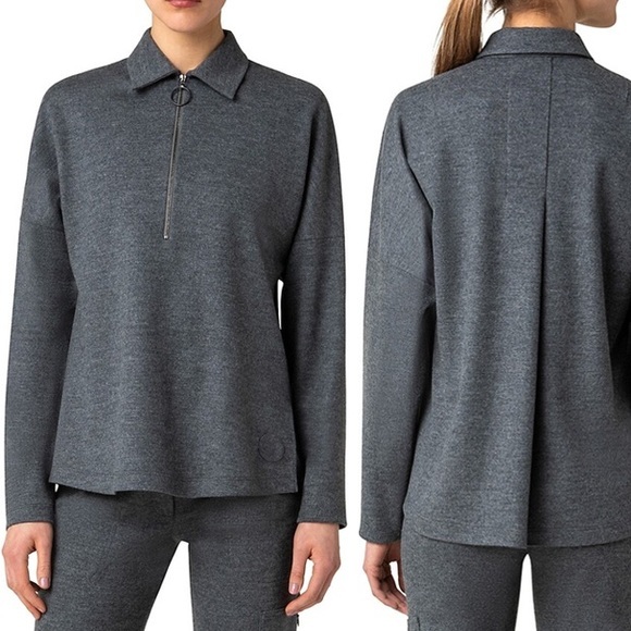 Akris Punto Sweaters - Akris Punto Wool Gray Relaxed Half-Zip Collar Long Sleeve Sweater S (4)